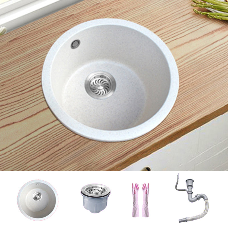 White Single Bowl Kitchen Sink with Drain Strainer Kit 1 Holes Sink 15"L x 15"W x 8"H Sink Only None Clearhalo 'Home Improvement' 'home_improvement' 'home_improvement_kitchen_sinks' 'Kitchen Remodel & Kitchen Fixtures' 'Kitchen Sinks & Faucet Components' 'Kitchen Sinks' 'kitchen_sinks' 6652708