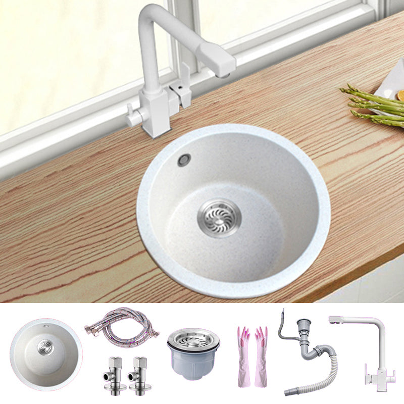 White Single Bowl Kitchen Sink with Drain Strainer Kit 1 Holes Sink 15"L x 15"W x 8"H Sink with Faucet 3-in-1 Purifying Faucet Clearhalo 'Home Improvement' 'home_improvement' 'home_improvement_kitchen_sinks' 'Kitchen Remodel & Kitchen Fixtures' 'Kitchen Sinks & Faucet Components' 'Kitchen Sinks' 'kitchen_sinks' 6652711