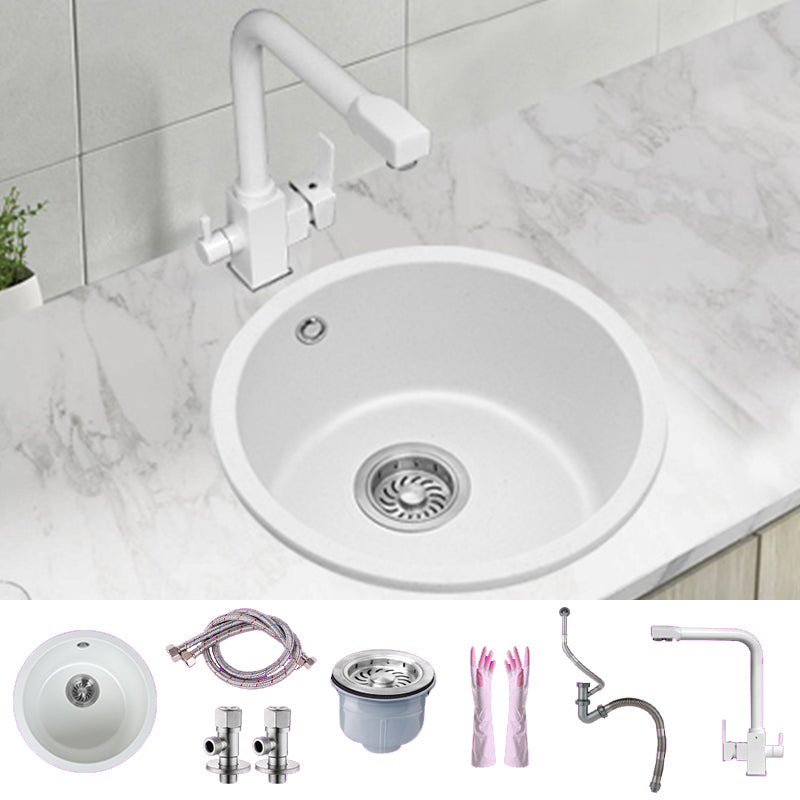 White Single Bowl Kitchen Sink with Drain Strainer Kit 1 Holes Sink 16"L x 16"W x 8"H Sink with Faucet 3-in-1 Purifying Faucet Clearhalo 'Home Improvement' 'home_improvement' 'home_improvement_kitchen_sinks' 'Kitchen Remodel & Kitchen Fixtures' 'Kitchen Sinks & Faucet Components' 'Kitchen Sinks' 'kitchen_sinks' 6652715