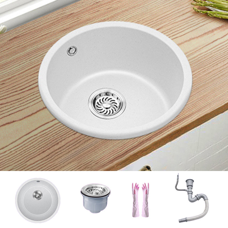White Single Bowl Kitchen Sink with Drain Strainer Kit 1 Holes Sink 17"L x 17"W x 8"H Sink Only None Clearhalo 'Home Improvement' 'home_improvement' 'home_improvement_kitchen_sinks' 'Kitchen Remodel & Kitchen Fixtures' 'Kitchen Sinks & Faucet Components' 'Kitchen Sinks' 'kitchen_sinks' 6652716