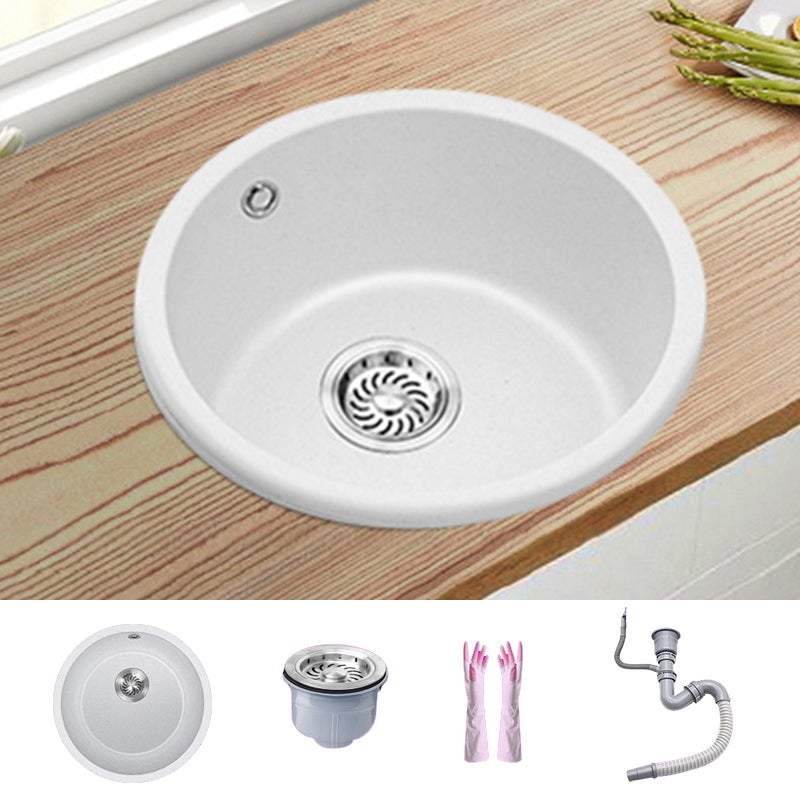 White Single Bowl Kitchen Sink with Drain Strainer Kit 1 Holes Sink 18.1"L x 18.1"W x 7.9"H Sink Only None Clearhalo 'Home Improvement' 'home_improvement' 'home_improvement_kitchen_sinks' 'Kitchen Remodel & Kitchen Fixtures' 'Kitchen Sinks & Faucet Components' 'Kitchen Sinks' 'kitchen_sinks' 6652720