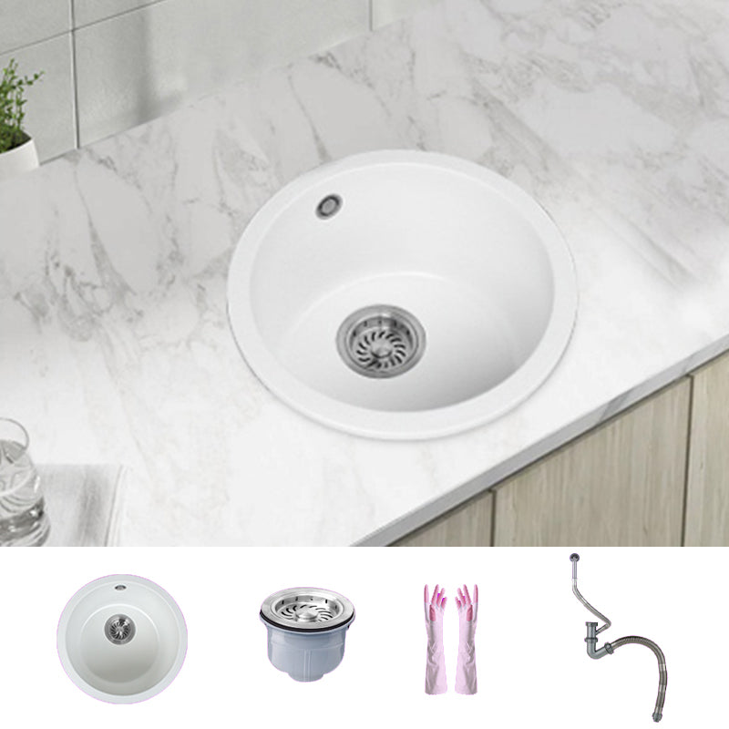 White Single Bowl Kitchen Sink with Drain Strainer Kit 1 Holes Sink 12.6"L x 12.6"W x 7.5"H Sink Only None Clearhalo 'Home Improvement' 'home_improvement' 'home_improvement_kitchen_sinks' 'Kitchen Remodel & Kitchen Fixtures' 'Kitchen Sinks & Faucet Components' 'Kitchen Sinks' 'kitchen_sinks' 6652724