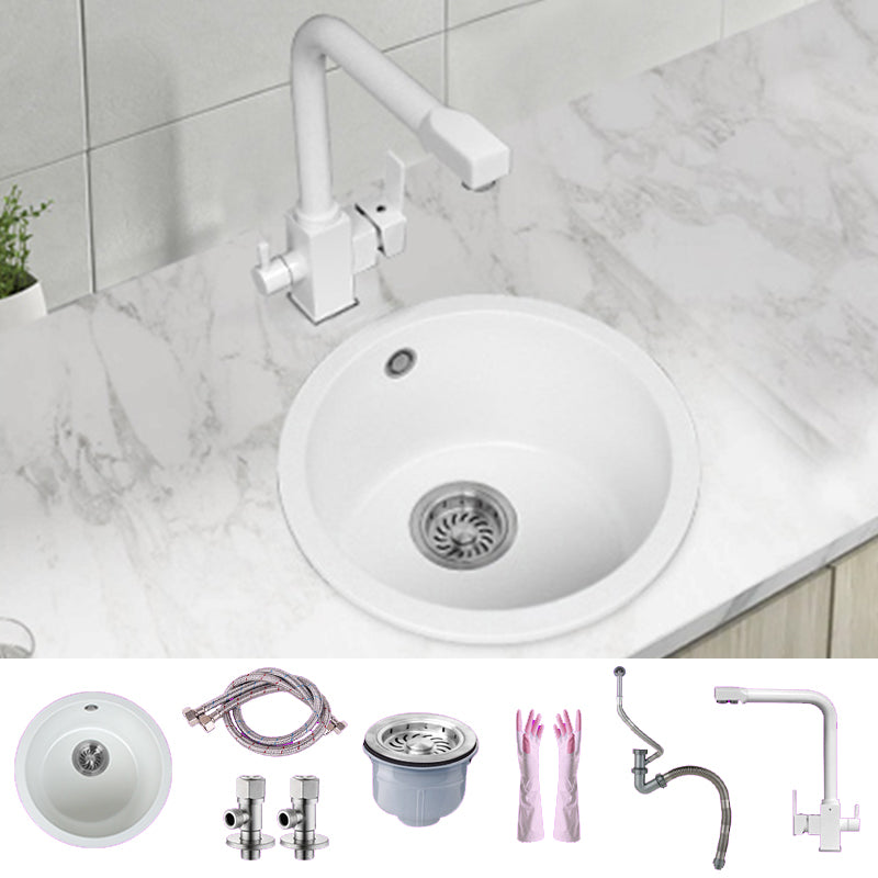 White Single Bowl Kitchen Sink with Drain Strainer Kit 1 Holes Sink 12.6"L x 12.6"W x 7.5"H Sink with Faucet 3-in-1 Purifying Faucet Clearhalo 'Home Improvement' 'home_improvement' 'home_improvement_kitchen_sinks' 'Kitchen Remodel & Kitchen Fixtures' 'Kitchen Sinks & Faucet Components' 'Kitchen Sinks' 'kitchen_sinks' 6652727