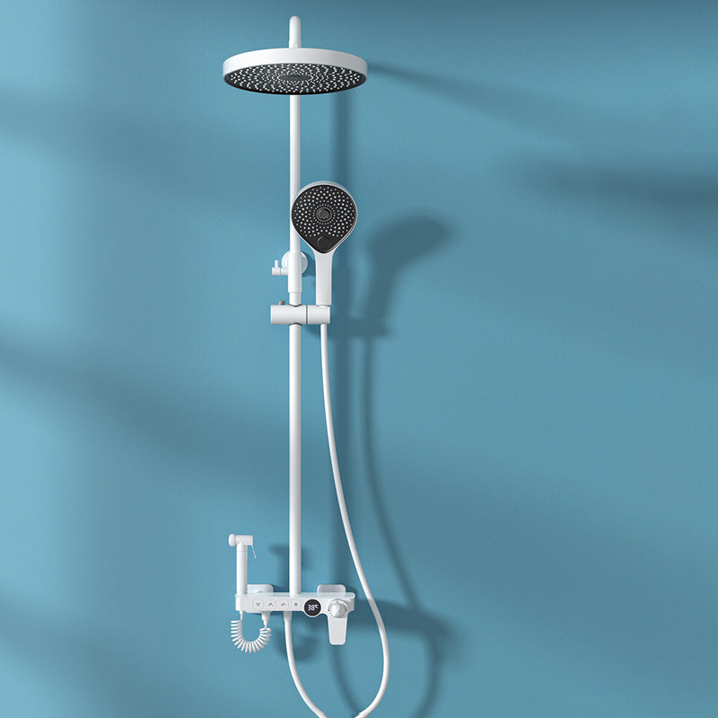 Contemporary Shower Set Dual Shower Head Slide Bar Thermostatic Wall Mounted Shower System Clearhalo 'Bathroom Remodel & Bathroom Fixtures' 'Home Improvement' 'home_improvement' 'home_improvement_shower_faucets' 'Shower Faucets & Systems' 'shower_faucets' 'Showers & Bathtubs Plumbing' 'Showers & Bathtubs' 6652728