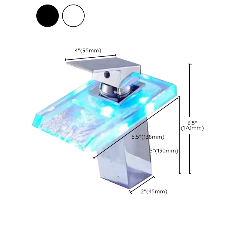 1-Handle Basin Lavatory Faucet 1-Hole Widespread Bathroom Vessel Faucet with LED Lighting Clearhalo 'Bathroom Remodel & Bathroom Fixtures' 'Bathroom Sink Faucets' 'Bathroom Sinks & Faucet Components' 'bathroom_sink_faucets' 'Home Improvement' 'home_improvement' 'home_improvement_bathroom_sink_faucets' 6658544