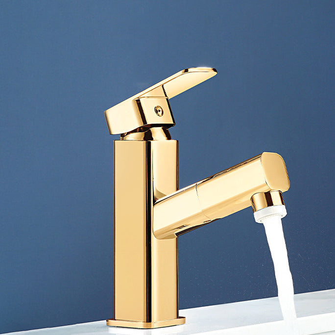 Light Luxury Bathroom Faucet Lever Handle Vessel Faucet with Swivel Spout Gold 7.1" Clearhalo 'Bathroom Remodel & Bathroom Fixtures' 'Bathroom Sink Faucets' 'Bathroom Sinks & Faucet Components' 'bathroom_sink_faucets' 'Home Improvement' 'home_improvement' 'home_improvement_bathroom_sink_faucets' 6658556