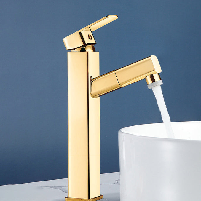 Light Luxury Bathroom Faucet Lever Handle Vessel Faucet with Swivel Spout Gold 11" Clearhalo 'Bathroom Remodel & Bathroom Fixtures' 'Bathroom Sink Faucets' 'Bathroom Sinks & Faucet Components' 'bathroom_sink_faucets' 'Home Improvement' 'home_improvement' 'home_improvement_bathroom_sink_faucets' 6658558