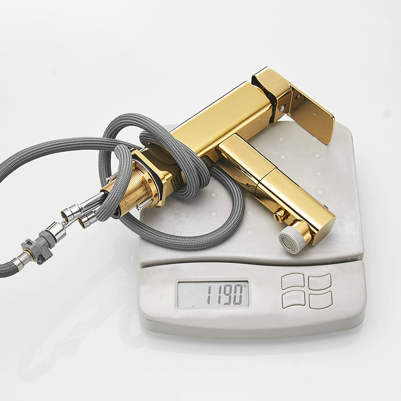 Light Luxury Bathroom Faucet Lever Handle Vessel Faucet with Swivel Spout Clearhalo 'Bathroom Remodel & Bathroom Fixtures' 'Bathroom Sink Faucets' 'Bathroom Sinks & Faucet Components' 'bathroom_sink_faucets' 'Home Improvement' 'home_improvement' 'home_improvement_bathroom_sink_faucets' 6658562