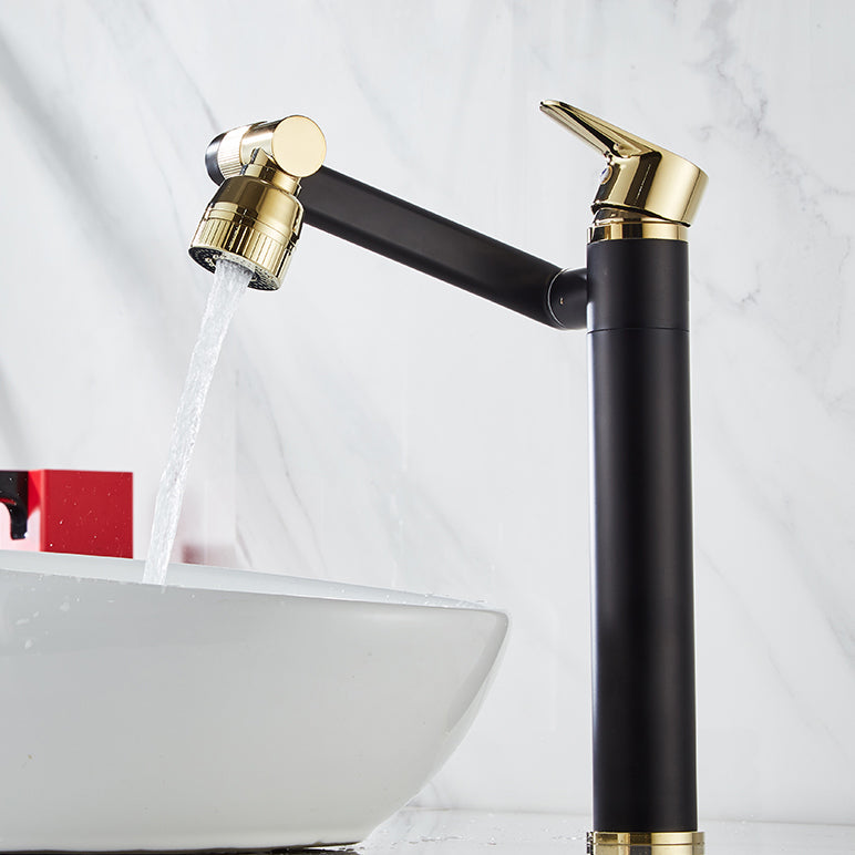 Vessel Sink Faucet Glam Style Single Lever Handle Faucets for Bathroom Black-Gold Clearhalo 'Bathroom Remodel & Bathroom Fixtures' 'Bathroom Sink Faucets' 'Bathroom Sinks & Faucet Components' 'bathroom_sink_faucets' 'Home Improvement' 'home_improvement' 'home_improvement_bathroom_sink_faucets' 6658571