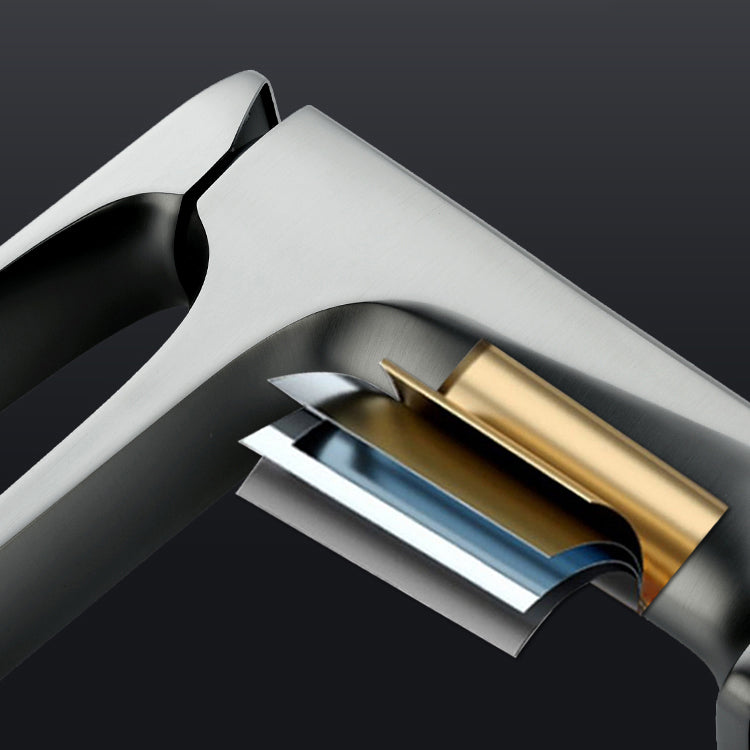 Contemporary Centerset Faucet Lever Handles Single Hole Low Arc Solid Brass Square Faucet Clearhalo 'Bathroom Remodel & Bathroom Fixtures' 'Bathroom Sink Faucets' 'Bathroom Sinks & Faucet Components' 'bathroom_sink_faucets' 'Home Improvement' 'home_improvement' 'home_improvement_bathroom_sink_faucets' 6658607