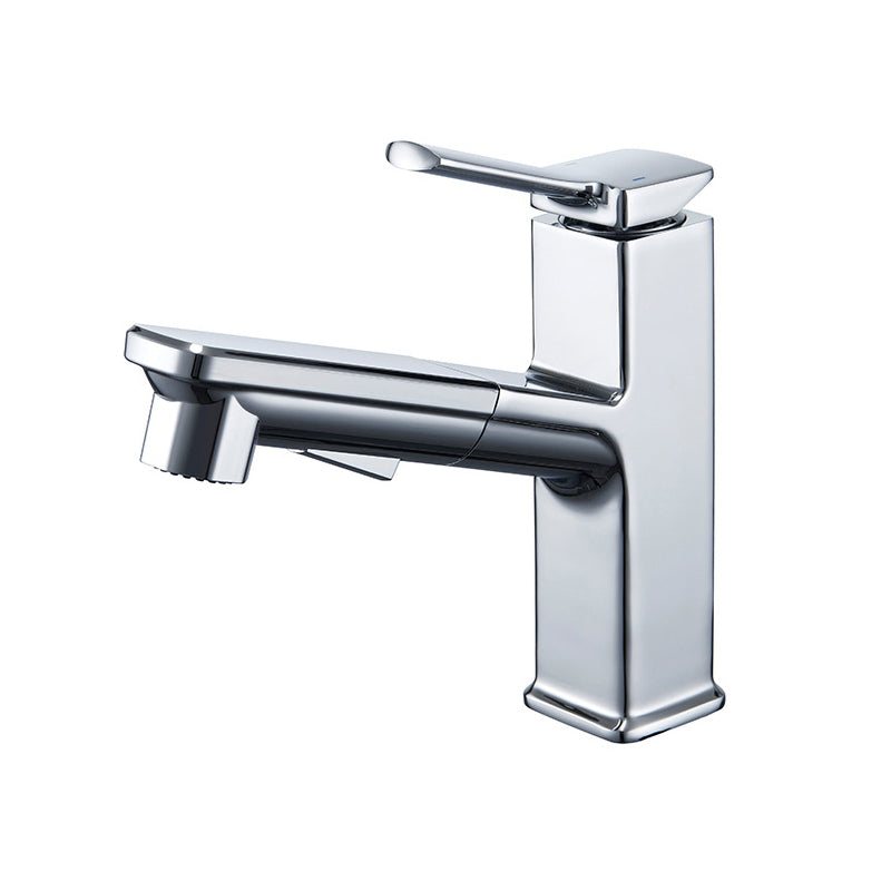 Modern Brass Sink Faucet Centerset Bathroom Faucet with Water Hose Clearhalo 'Bathroom Remodel & Bathroom Fixtures' 'Bathroom Sink Faucets' 'Bathroom Sinks & Faucet Components' 'bathroom_sink_faucets' 'Home Improvement' 'home_improvement' 'home_improvement_bathroom_sink_faucets' 6658628