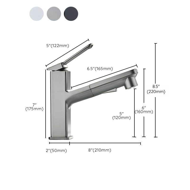 Modern Brass Sink Faucet Centerset Bathroom Faucet with Water Hose Clearhalo 'Bathroom Remodel & Bathroom Fixtures' 'Bathroom Sink Faucets' 'Bathroom Sinks & Faucet Components' 'bathroom_sink_faucets' 'Home Improvement' 'home_improvement' 'home_improvement_bathroom_sink_faucets' 6658638