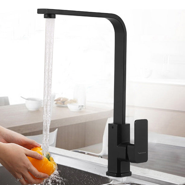 Modern Faucets 1-Handle 1-Hole Single Level Low Profile Copper Bar Faucet Black 14.8" Supply Lines Included Clearhalo 'Home Improvement' 'home_improvement' 'home_improvement_kitchen_faucets' 'Kitchen Faucets' 'Kitchen Remodel & Kitchen Fixtures' 'Kitchen Sinks & Faucet Components' 'kitchen_faucets' 6658642