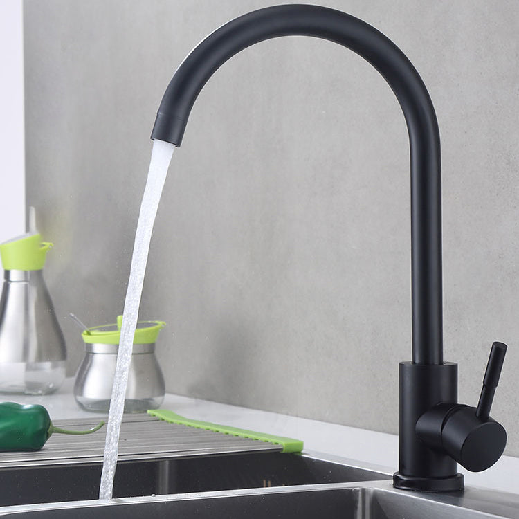 Modern Faucets 1-Handle 1-Hole Single Level Low Profile Copper Bar Faucet Black 14.1" Supply Lines Included Clearhalo 'Home Improvement' 'home_improvement' 'home_improvement_kitchen_faucets' 'Kitchen Faucets' 'Kitchen Remodel & Kitchen Fixtures' 'Kitchen Sinks & Faucet Components' 'kitchen_faucets' 6658645