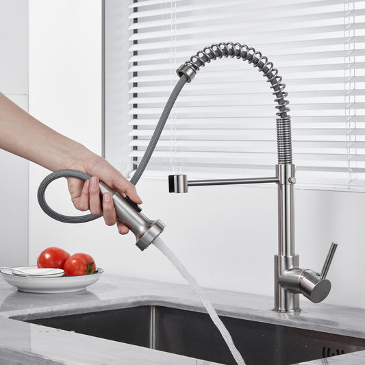 Modern Kitchen Faucet Brass Lever Handles Pre-Rinse High-Arc Kitchen Faucet Clearhalo 'Home Improvement' 'home_improvement' 'home_improvement_kitchen_faucets' 'Kitchen Faucets' 'Kitchen Remodel & Kitchen Fixtures' 'Kitchen Sinks & Faucet Components' 'kitchen_faucets' 6658690