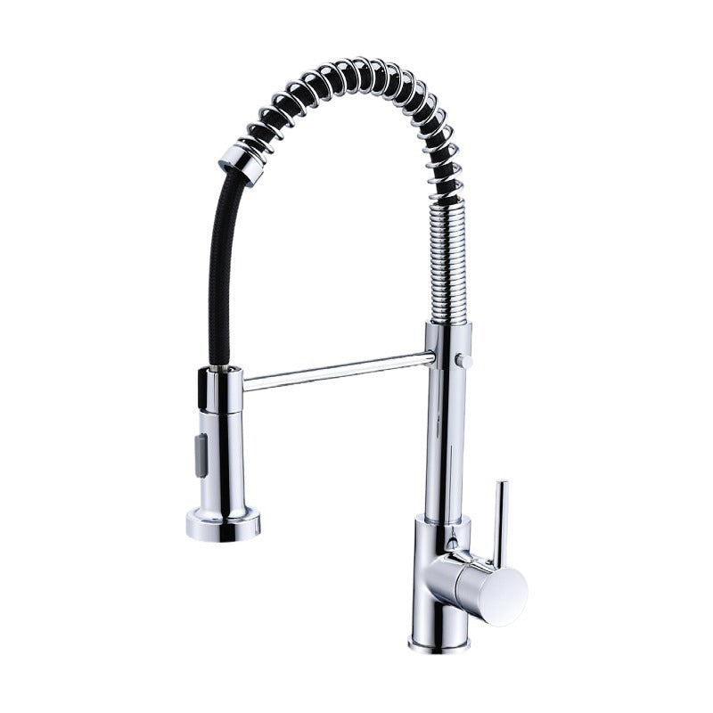 Modern Kitchen Faucet Brass Lever Handles Pre-Rinse High-Arc Kitchen Faucet Chrome Clearhalo 'Home Improvement' 'home_improvement' 'home_improvement_kitchen_faucets' 'Kitchen Faucets' 'Kitchen Remodel & Kitchen Fixtures' 'Kitchen Sinks & Faucet Components' 'kitchen_faucets' 6658691
