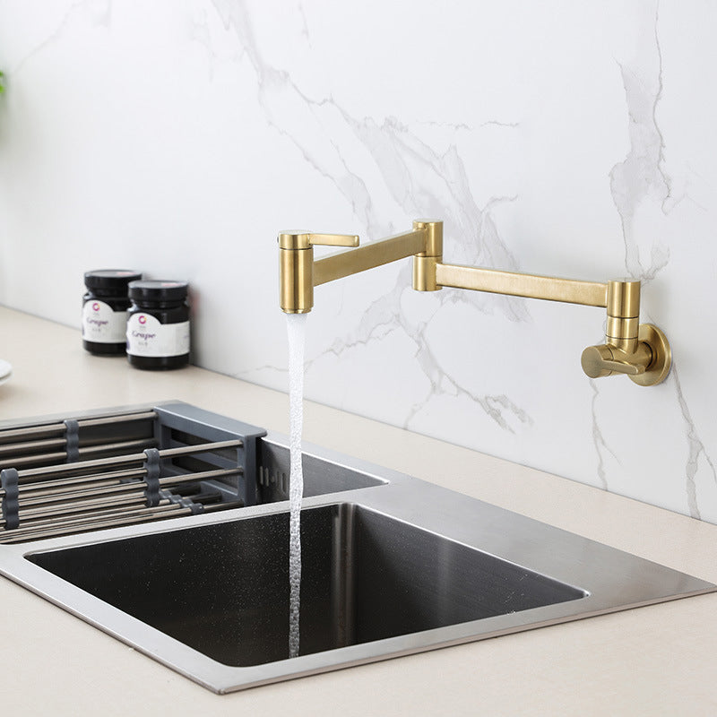 Modern Pull Down One Handle Pot Filler Low Profile Filler with 1-Hold Gold Clearhalo 'Home Improvement' 'home_improvement' 'home_improvement_kitchen_faucets' 'Kitchen Faucets' 'Kitchen Remodel & Kitchen Fixtures' 'Kitchen Sinks & Faucet Components' 'kitchen_faucets' 6658718