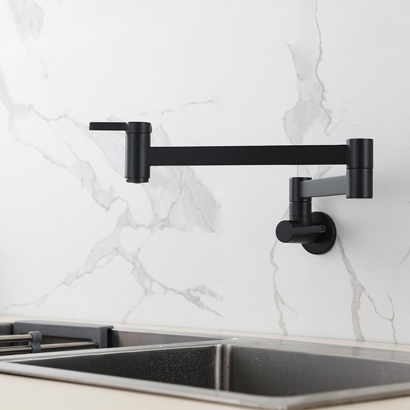 Modern Pull Down One Handle Pot Filler Low Profile Filler with 1-Hold Black Clearhalo 'Home Improvement' 'home_improvement' 'home_improvement_kitchen_faucets' 'Kitchen Faucets' 'Kitchen Remodel & Kitchen Fixtures' 'Kitchen Sinks & Faucet Components' 'kitchen_faucets' 6658721