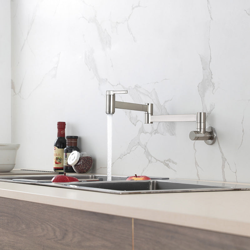 Modern Pull Down One Handle Pot Filler Low Profile Filler with 1-Hold Clearhalo 'Home Improvement' 'home_improvement' 'home_improvement_kitchen_faucets' 'Kitchen Faucets' 'Kitchen Remodel & Kitchen Fixtures' 'Kitchen Sinks & Faucet Components' 'kitchen_faucets' 6658729