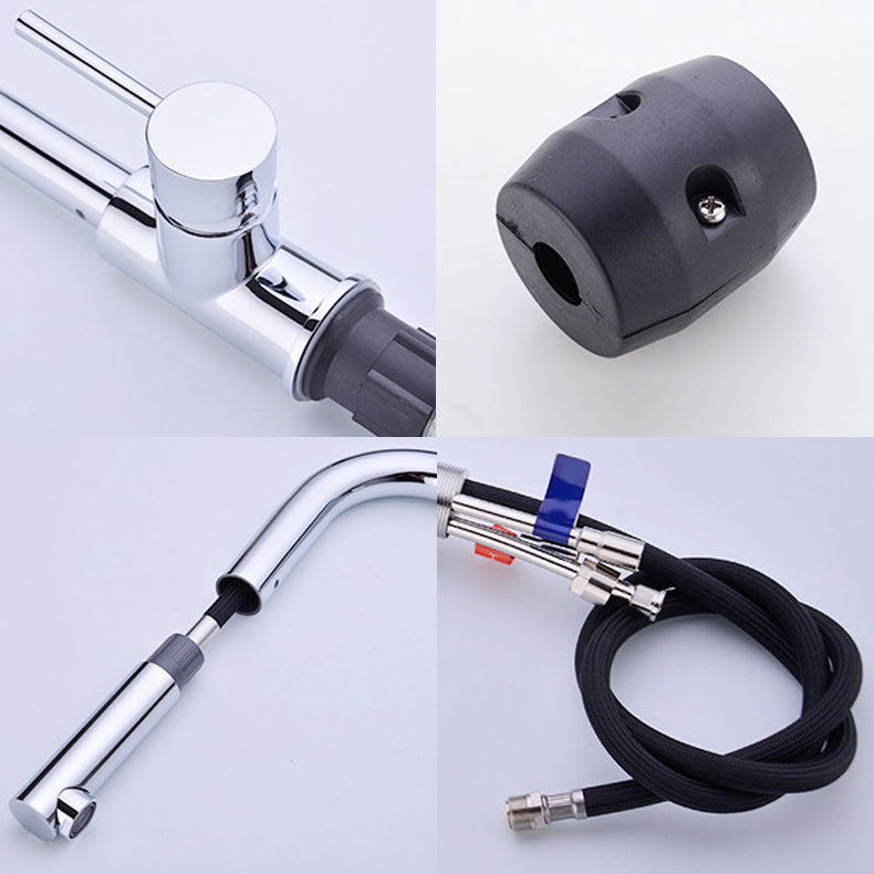 Modern Kitchen Faucet Brass Pull out Faucet with Sprayer and Magnetic Docking Pot Filler Clearhalo 'Home Improvement' 'home_improvement' 'home_improvement_kitchen_faucets' 'Kitchen Faucets' 'Kitchen Remodel & Kitchen Fixtures' 'Kitchen Sinks & Faucet Components' 'kitchen_faucets' 6658744