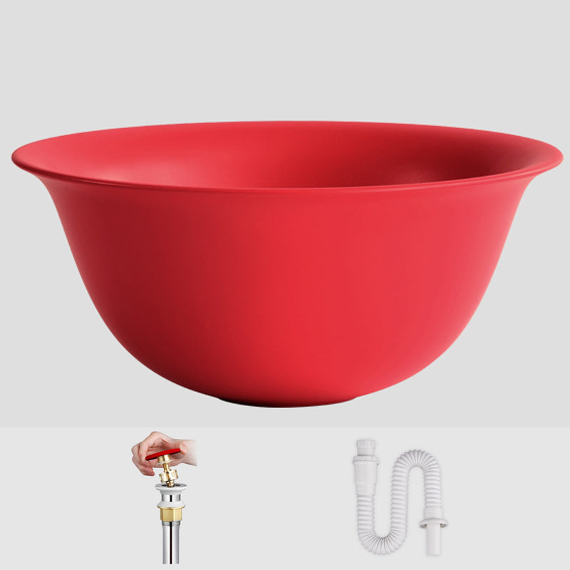 Modern Bathroom Sink Porcelain Round with Pop-Up Drain Vessel Bathroom Sink Red Sink Not Available Clearhalo 'Bathroom Remodel & Bathroom Fixtures' 'Bathroom Sinks & Faucet Components' 'Bathroom Sinks' 'bathroom_sink' 'Home Improvement' 'home_improvement' 'home_improvement_bathroom_sink' 6658926