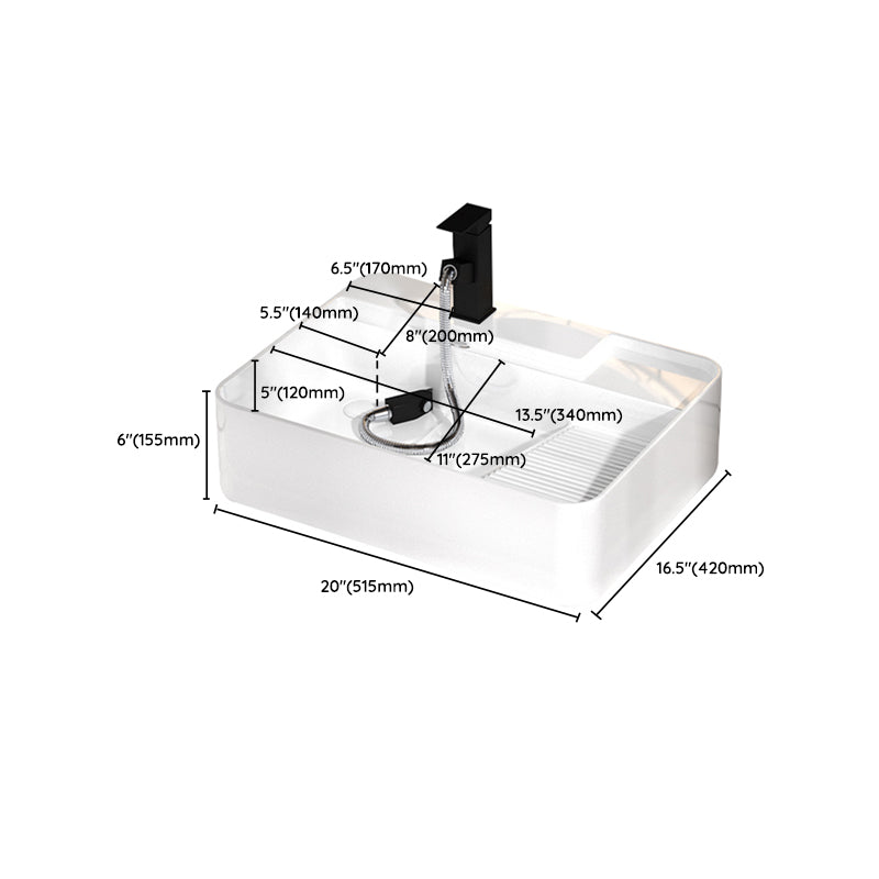 Modern Bathroom Sink Porcelain Solid Color Rectangular Vessel with Pop-Up Drain Clearhalo 'Bathroom Remodel & Bathroom Fixtures' 'Bathroom Sinks & Faucet Components' 'Bathroom Sinks' 'bathroom_sink' 'Home Improvement' 'home_improvement' 'home_improvement_bathroom_sink' 6658961