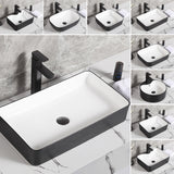 Contemporary Bathroom Sink Porcelain Pop-Up Drain Rectangular Vessel Bathroom Sink Clearhalo 'Bathroom Remodel & Bathroom Fixtures' 'Bathroom Sinks & Faucet Components' 'Bathroom Sinks' 'bathroom_sink' 'Home Improvement' 'home_improvement' 'home_improvement_bathroom_sink' 6658964