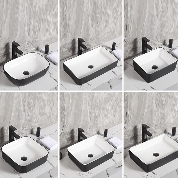 Contemporary Bathroom Sink Porcelain Pop-Up Drain Rectangular Vessel Bathroom Sink Clearhalo 'Bathroom Remodel & Bathroom Fixtures' 'Bathroom Sinks & Faucet Components' 'Bathroom Sinks' 'bathroom_sink' 'Home Improvement' 'home_improvement' 'home_improvement_bathroom_sink' 6658969