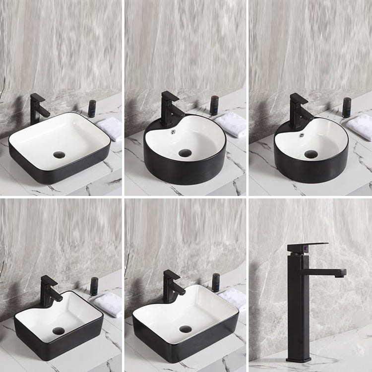 Contemporary Bathroom Sink Porcelain Pop-Up Drain Rectangular Vessel Bathroom Sink Clearhalo 'Bathroom Remodel & Bathroom Fixtures' 'Bathroom Sinks & Faucet Components' 'Bathroom Sinks' 'bathroom_sink' 'Home Improvement' 'home_improvement' 'home_improvement_bathroom_sink' 6658970
