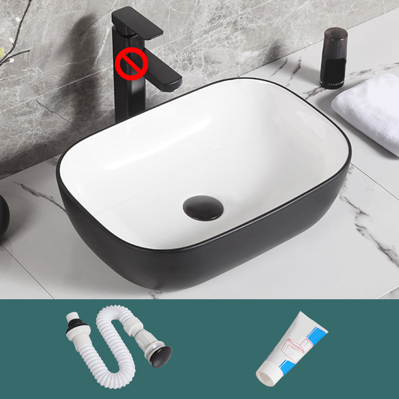 Contemporary Bathroom Sink Porcelain Pop-Up Drain Rectangular Vessel Bathroom Sink 18.1"L x 12.6"W x 5.3"H Sink Clearhalo 'Bathroom Remodel & Bathroom Fixtures' 'Bathroom Sinks & Faucet Components' 'Bathroom Sinks' 'bathroom_sink' 'Home Improvement' 'home_improvement' 'home_improvement_bathroom_sink' 6658973
