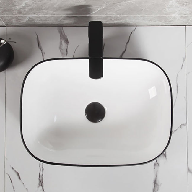 Contemporary Bathroom Sink Porcelain Pop-Up Drain Rectangular Vessel Bathroom Sink Clearhalo 'Bathroom Remodel & Bathroom Fixtures' 'Bathroom Sinks & Faucet Components' 'Bathroom Sinks' 'bathroom_sink' 'Home Improvement' 'home_improvement' 'home_improvement_bathroom_sink' 6658979