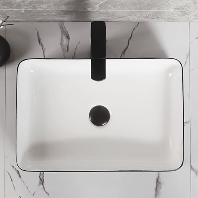 Contemporary Bathroom Sink Porcelain Pop-Up Drain Rectangular Vessel Bathroom Sink Clearhalo 'Bathroom Remodel & Bathroom Fixtures' 'Bathroom Sinks & Faucet Components' 'Bathroom Sinks' 'bathroom_sink' 'Home Improvement' 'home_improvement' 'home_improvement_bathroom_sink' 6658981