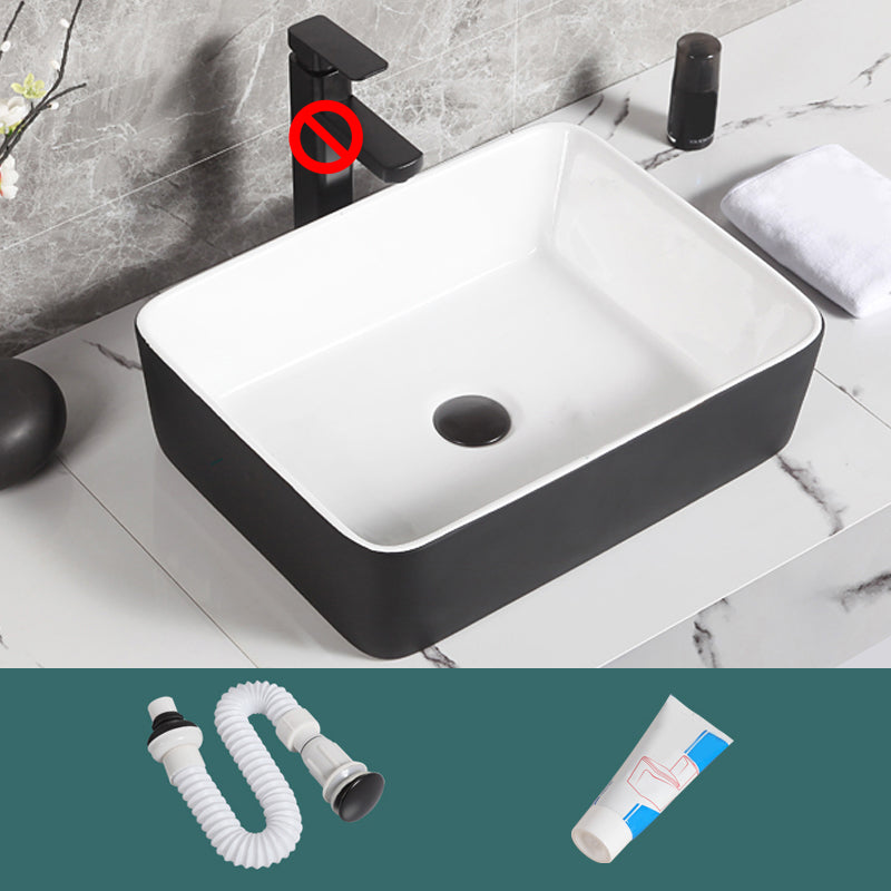 Contemporary Bathroom Sink Porcelain Pop-Up Drain Rectangular Vessel Bathroom Sink 18.9"L x 14.6"W x 5.3"H Sink Clearhalo 'Bathroom Remodel & Bathroom Fixtures' 'Bathroom Sinks & Faucet Components' 'Bathroom Sinks' 'bathroom_sink' 'Home Improvement' 'home_improvement' 'home_improvement_bathroom_sink' 6658982