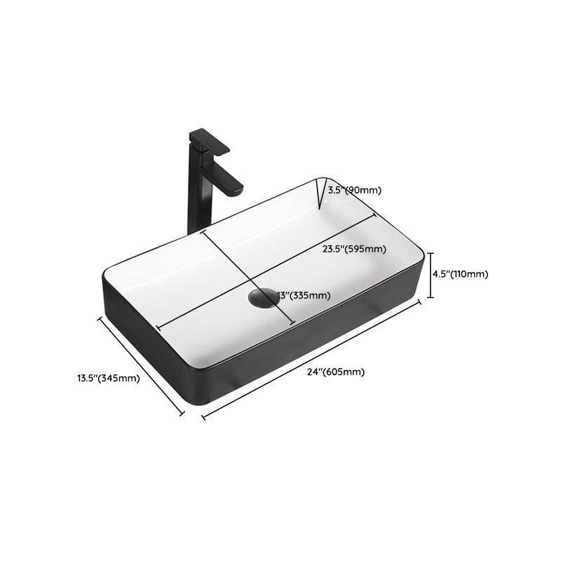 Contemporary Bathroom Sink Porcelain Pop-Up Drain Rectangular Vessel Bathroom Sink Clearhalo 'Bathroom Remodel & Bathroom Fixtures' 'Bathroom Sinks & Faucet Components' 'Bathroom Sinks' 'bathroom_sink' 'Home Improvement' 'home_improvement' 'home_improvement_bathroom_sink' 6658985
