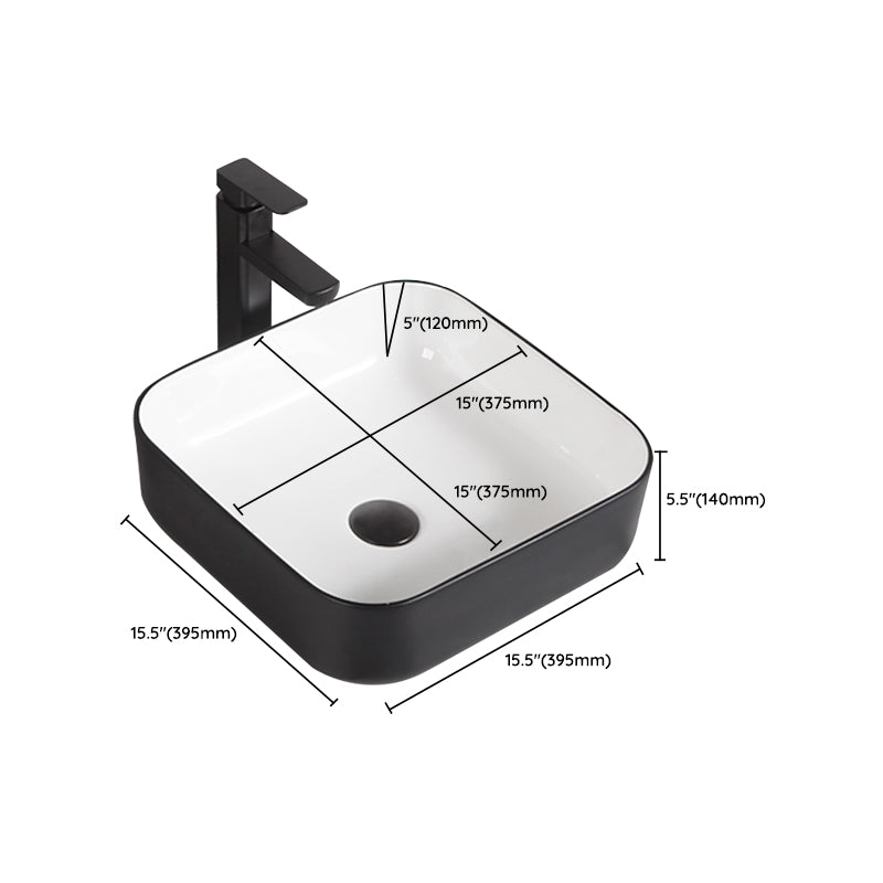 Contemporary Bathroom Sink Porcelain Pop-Up Drain Rectangular Vessel Bathroom Sink Clearhalo 'Bathroom Remodel & Bathroom Fixtures' 'Bathroom Sinks & Faucet Components' 'Bathroom Sinks' 'bathroom_sink' 'Home Improvement' 'home_improvement' 'home_improvement_bathroom_sink' 6658987