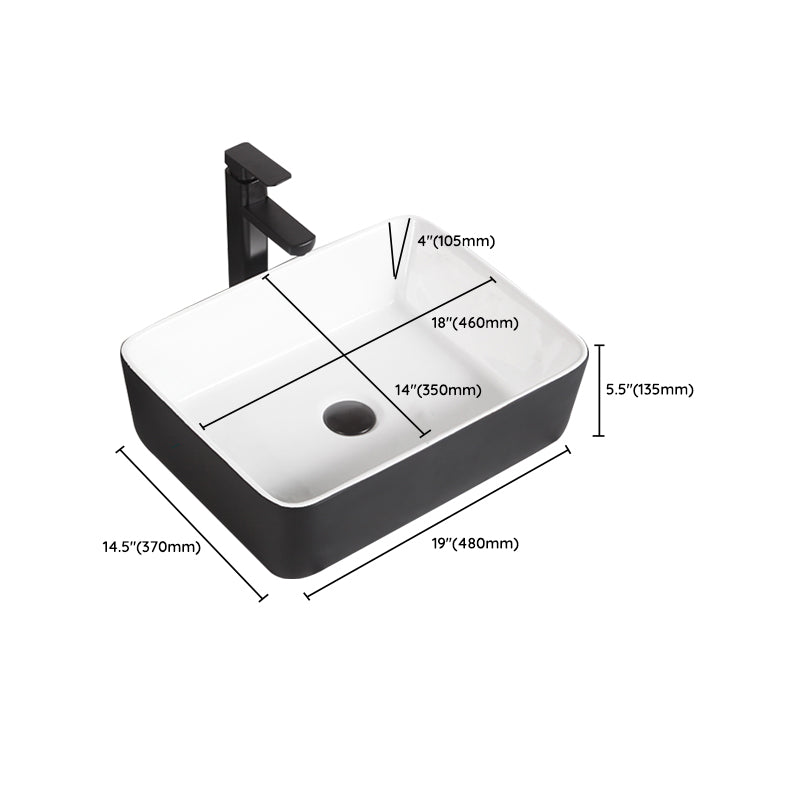 Contemporary Bathroom Sink Porcelain Pop-Up Drain Rectangular Vessel Bathroom Sink Clearhalo 'Bathroom Remodel & Bathroom Fixtures' 'Bathroom Sinks & Faucet Components' 'Bathroom Sinks' 'bathroom_sink' 'Home Improvement' 'home_improvement' 'home_improvement_bathroom_sink' 6658988