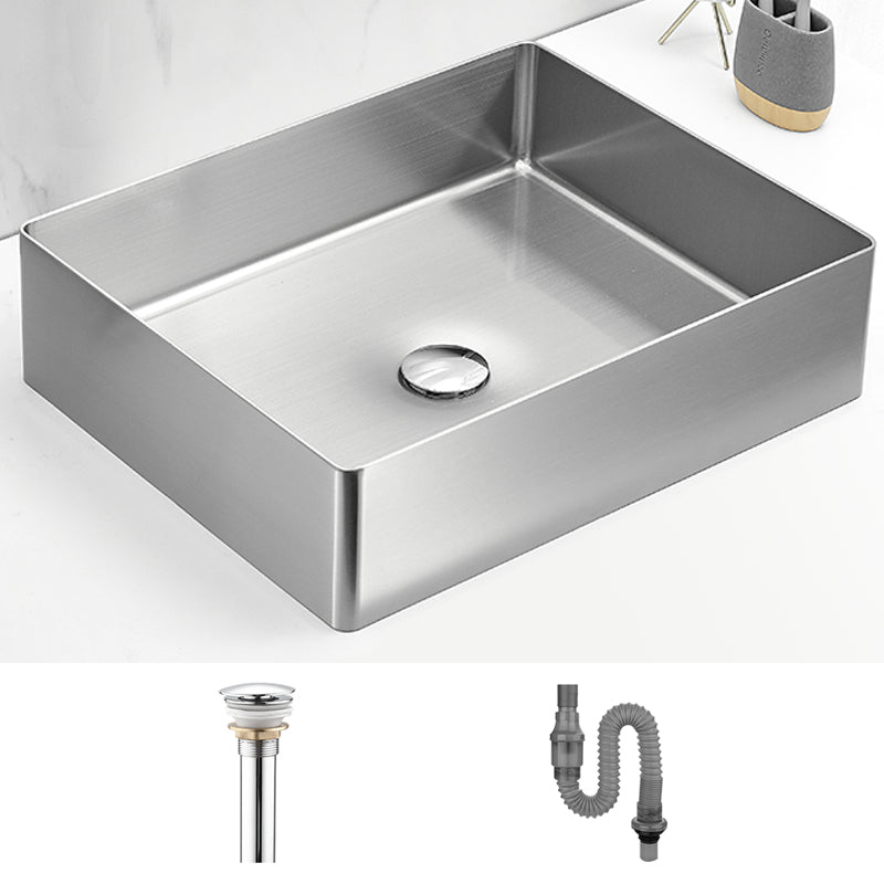Modern Style Bathroom Sink Stainless Steel Noise-cancelling Design Bathroom Sink Silver None Sink Clearhalo 'Bathroom Remodel & Bathroom Fixtures' 'Bathroom Sinks & Faucet Components' 'Bathroom Sinks' 'bathroom_sink' 'Home Improvement' 'home_improvement' 'home_improvement_bathroom_sink' 6659000