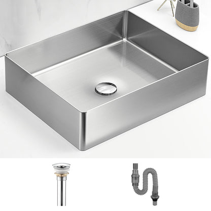 Modern Style Bathroom Sink Stainless Steel Noise-cancelling Design Bathroom Sink Silver None Sink Clearhalo 'Bathroom Remodel & Bathroom Fixtures' 'Bathroom Sinks & Faucet Components' 'Bathroom Sinks' 'bathroom_sink' 'Home Improvement' 'home_improvement' 'home_improvement_bathroom_sink' 6659000