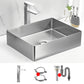 Modern Style Bathroom Sink Stainless Steel Noise-cancelling Design Bathroom Sink Silver Low Profile Sink with Faucet Clearhalo 'Bathroom Remodel & Bathroom Fixtures' 'Bathroom Sinks & Faucet Components' 'Bathroom Sinks' 'bathroom_sink' 'Home Improvement' 'home_improvement' 'home_improvement_bathroom_sink' 6659003