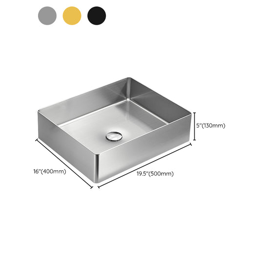 Modern Style Bathroom Sink Stainless Steel Noise-cancelling Design Bathroom Sink Clearhalo 'Bathroom Remodel & Bathroom Fixtures' 'Bathroom Sinks & Faucet Components' 'Bathroom Sinks' 'bathroom_sink' 'Home Improvement' 'home_improvement' 'home_improvement_bathroom_sink' 6659010