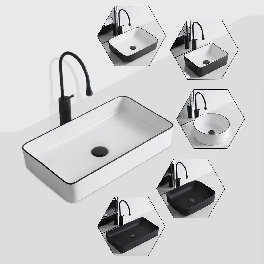Modern Trough Bathroom Sink White and Black Trough Bathroom Sink Clearhalo 'Bathroom Remodel & Bathroom Fixtures' 'Bathroom Sinks & Faucet Components' 'Bathroom Sinks' 'bathroom_sink' 'Home Improvement' 'home_improvement' 'home_improvement_bathroom_sink' 6659014