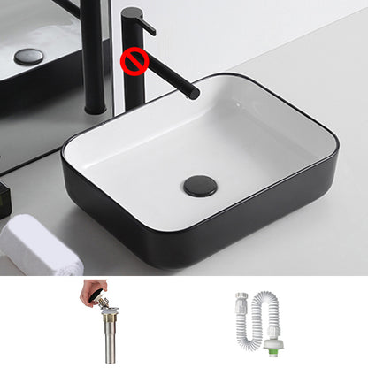 Modern Trough Bathroom Sink White and Black Trough Bathroom Sink 16"L x 12"W x 5"H Black White Sink Clearhalo 'Bathroom Remodel & Bathroom Fixtures' 'Bathroom Sinks & Faucet Components' 'Bathroom Sinks' 'bathroom_sink' 'Home Improvement' 'home_improvement' 'home_improvement_bathroom_sink' 6659015