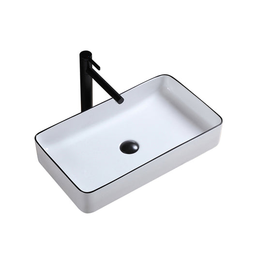 Modern Trough Bathroom Sink White and Black Trough Bathroom Sink Clearhalo 'Bathroom Remodel & Bathroom Fixtures' 'Bathroom Sinks & Faucet Components' 'Bathroom Sinks' 'bathroom_sink' 'Home Improvement' 'home_improvement' 'home_improvement_bathroom_sink' 6659020