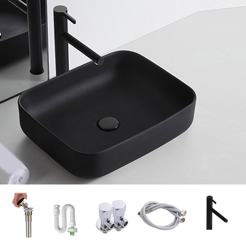 Modern Trough Bathroom Sink White and Black Trough Bathroom Sink 16"L x 12"W x 5"H Black Sink with Faucet Clearhalo 'Bathroom Remodel & Bathroom Fixtures' 'Bathroom Sinks & Faucet Components' 'Bathroom Sinks' 'bathroom_sink' 'Home Improvement' 'home_improvement' 'home_improvement_bathroom_sink' 6659025