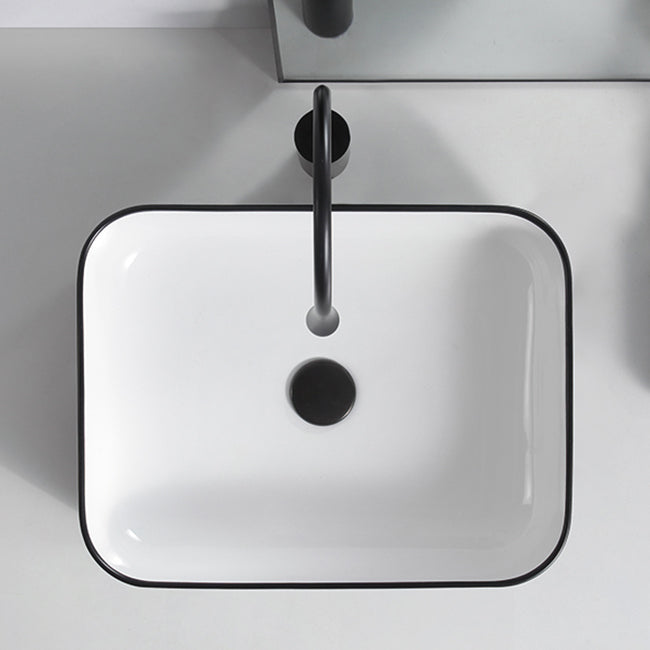 Modern Trough Bathroom Sink White and Black Trough Bathroom Sink Clearhalo 'Bathroom Remodel & Bathroom Fixtures' 'Bathroom Sinks & Faucet Components' 'Bathroom Sinks' 'bathroom_sink' 'Home Improvement' 'home_improvement' 'home_improvement_bathroom_sink' 6659036