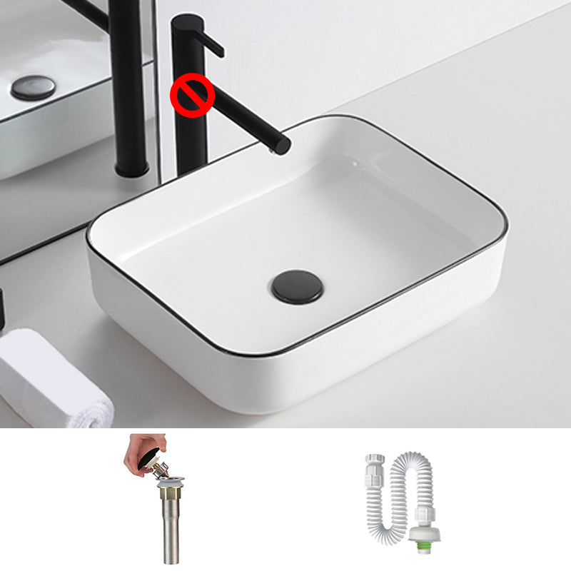 Modern Trough Bathroom Sink White and Black Trough Bathroom Sink 16"L x 12"W x 5"H White Sink Clearhalo 'Bathroom Remodel & Bathroom Fixtures' 'Bathroom Sinks & Faucet Components' 'Bathroom Sinks' 'bathroom_sink' 'Home Improvement' 'home_improvement' 'home_improvement_bathroom_sink' 6659040