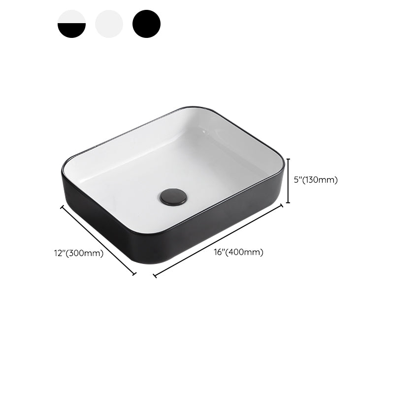 Modern Trough Bathroom Sink White and Black Trough Bathroom Sink Clearhalo 'Bathroom Remodel & Bathroom Fixtures' 'Bathroom Sinks & Faucet Components' 'Bathroom Sinks' 'bathroom_sink' 'Home Improvement' 'home_improvement' 'home_improvement_bathroom_sink' 6659048