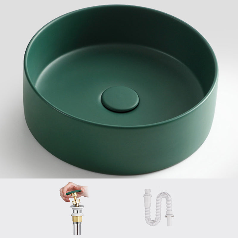 Porcelain Green and Grey Trough Bathroom Sink Modern Trough Bathroom Sink 14"L x 14"W x 5"H Green None Clearhalo 'Bathroom Remodel & Bathroom Fixtures' 'Bathroom Sinks & Faucet Components' 'Bathroom Sinks' 'bathroom_sink' 'Home Improvement' 'home_improvement' 'home_improvement_bathroom_sink' 6659093