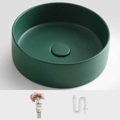 Porcelain Green and Grey Trough Bathroom Sink Modern Trough Bathroom Sink 14"L x 14"W x 5"H Green None Clearhalo 'Bathroom Remodel & Bathroom Fixtures' 'Bathroom Sinks & Faucet Components' 'Bathroom Sinks' 'bathroom_sink' 'Home Improvement' 'home_improvement' 'home_improvement_bathroom_sink' 6659093