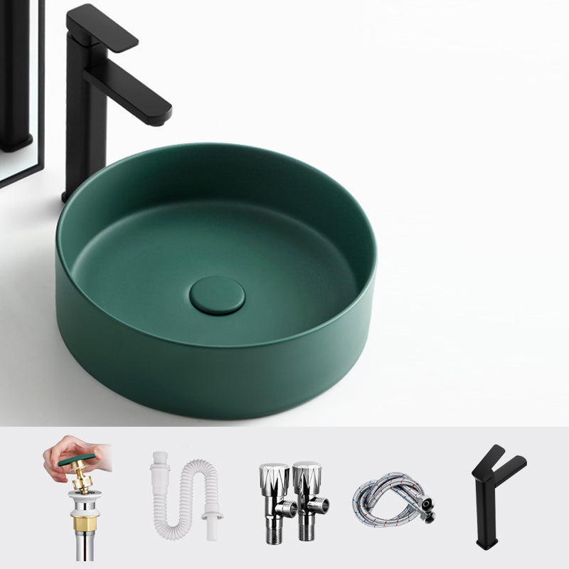 Porcelain Green and Grey Trough Bathroom Sink Modern Trough Bathroom Sink 16"L x 16"W x 5"H Green Square Faucet Clearhalo 'Bathroom Remodel & Bathroom Fixtures' 'Bathroom Sinks & Faucet Components' 'Bathroom Sinks' 'bathroom_sink' 'Home Improvement' 'home_improvement' 'home_improvement_bathroom_sink' 6659096